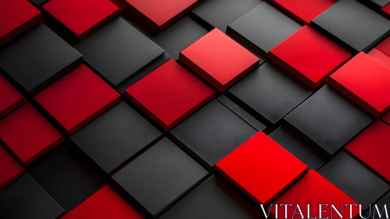 Bold red and black 3D geometric squares in modern abstract style. Bold red and black 3D geometric squares in modern abstract style.