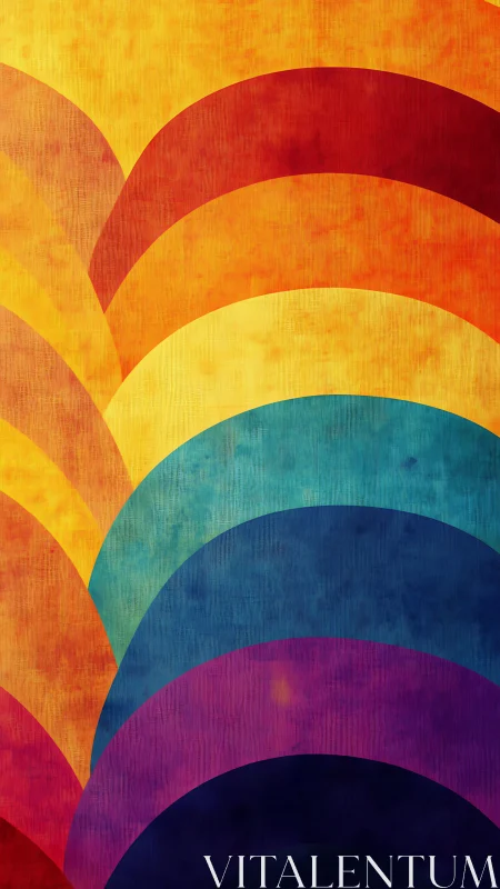 Layered retro spectra arcs with textured gradient surfaces