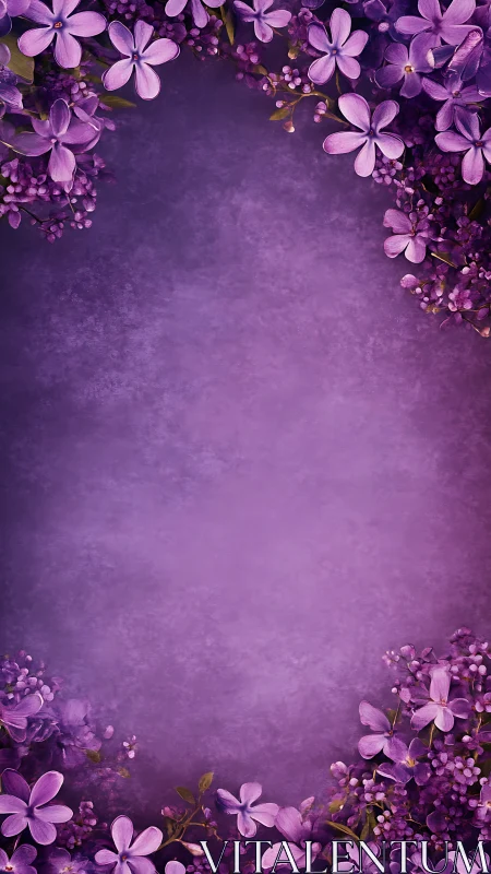 Purple Floral Frame with Textured Background.