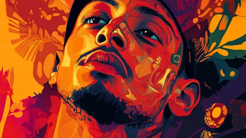 Molten neon portraits a dreamer crowned in tropical blaze