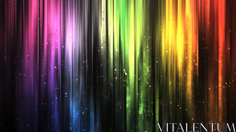 Vertical multicolor light streaks on dark gradient background.