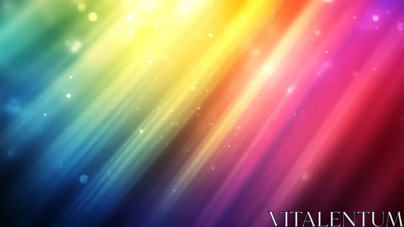 Prismatic light streaks with radiant bokeh particle field.