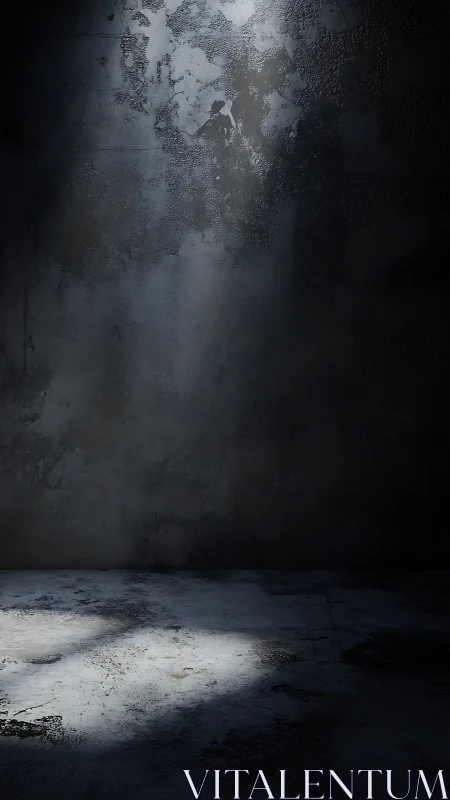 Concrete room spotlight over cracked floor surface.