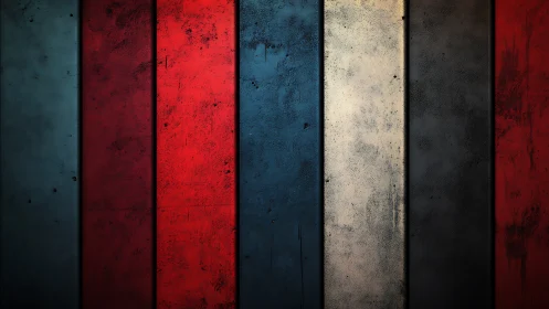 Grunge metal stripes in red, blue, beige, black alignment.