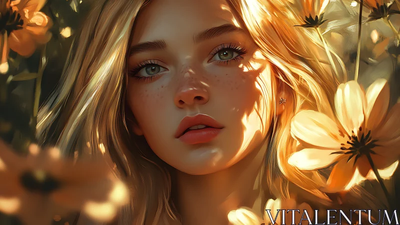 Sunlit freckles drift softly between wildflower shadows