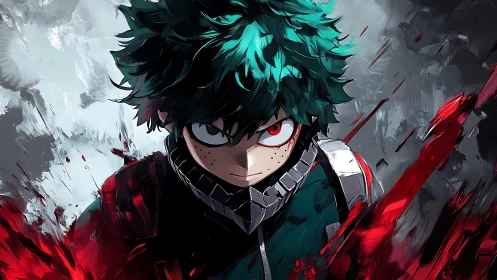 Dynamic anime portrait uses high-contrast lighting and motion streaks