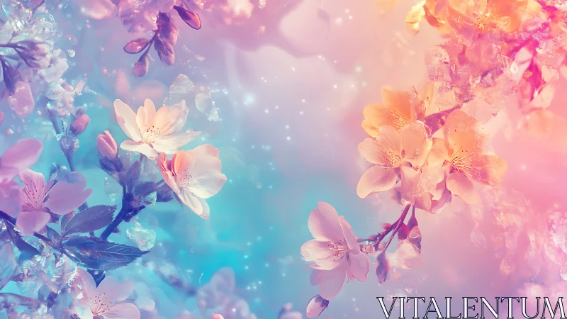 Gradient Floral Composition with Bokeh Elements