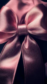 Macro close-up isolates pink satin bow with directional specular highlights