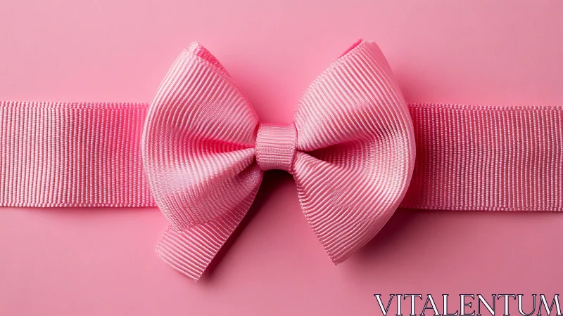Pink Ribbon Bow on Gradient Background with Monochromatic Textural Composition
