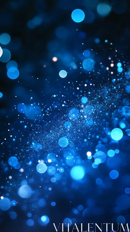 Starlit blue particles drift like underwater constellations