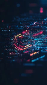 Digital circuit-like structure forms abstract angular pattern