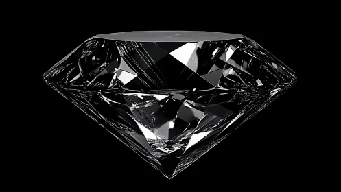 Single faceted diamond rendered on solid black background.