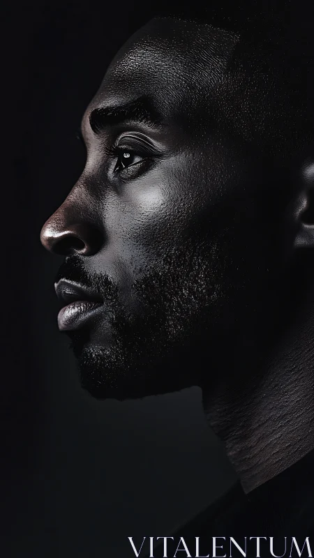 Side-lit male profile isolates sculptural facial structure