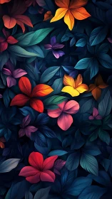 Vibrant Garden of Glowing Flowers in Jewel Tones