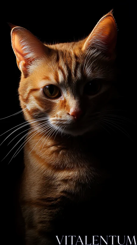 Orange Tabby Cat Portrait. Studio Lighting.