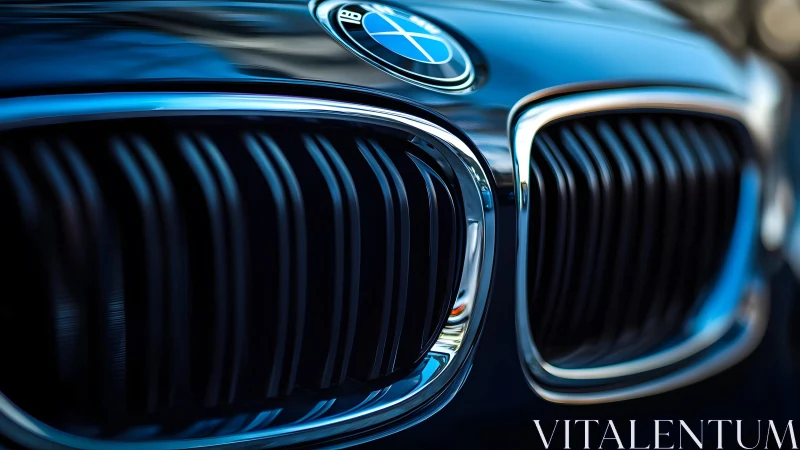 Close-up of BMW Front Grille with Chrome Detailing, Modern Style. Close-up of BMW Front Grille with Chrome Detailing, Modern Style.
