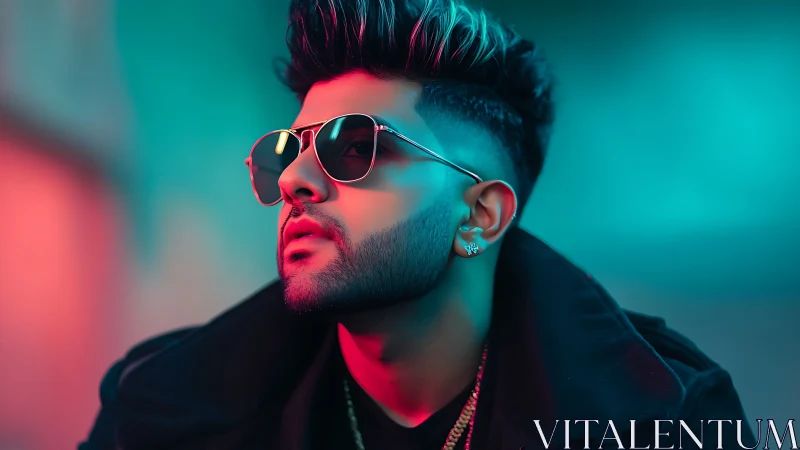 Neon-soaked confidence leans into the glow of city dreams