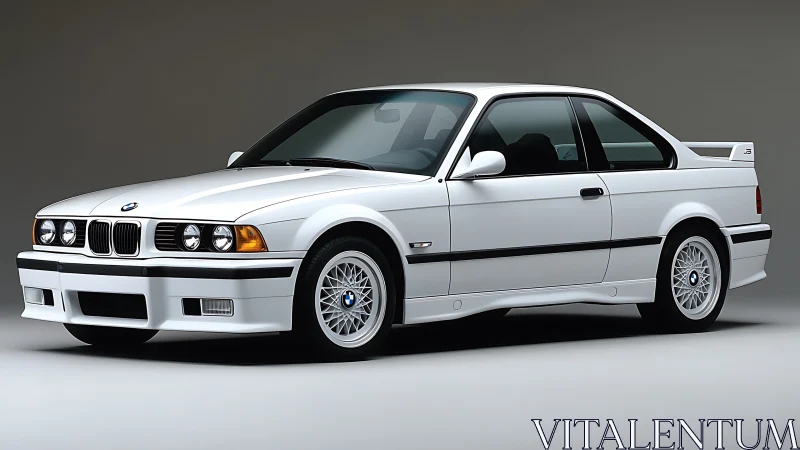 BMW E36 M3 coupe studio shot with white paintwork.