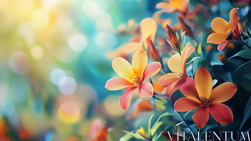 Vibrant Garden Blooms Dance in Warm Sunlight