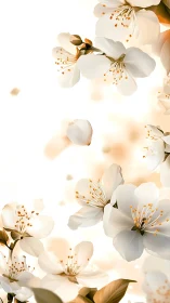 Delicate White Blossoms with Golden Stamens Blooming