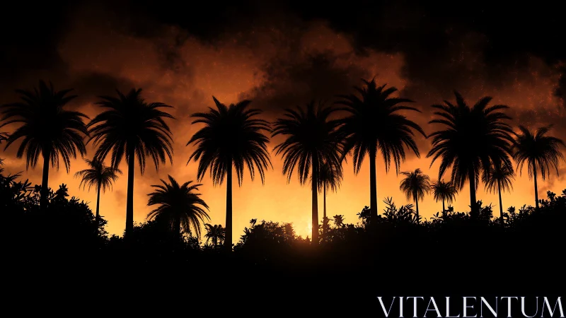 Sunlit palm silhouettes welcome a glowing tropical night
