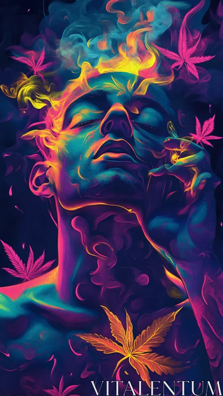 Neon smoke dreams bloom as a tranquil mind catches fire