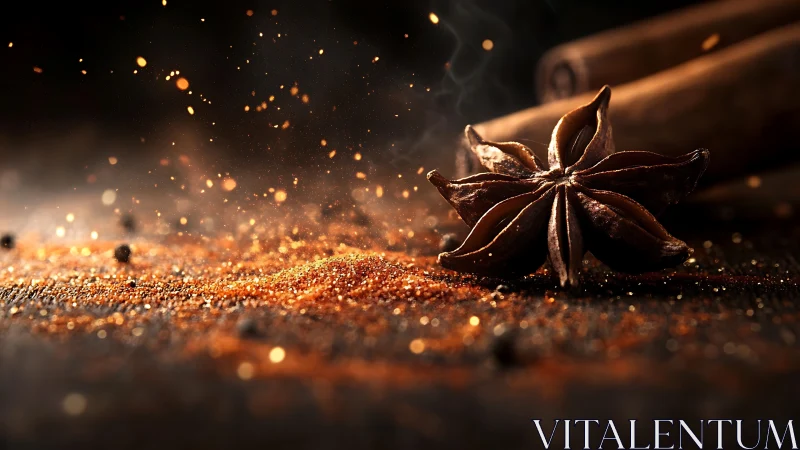 Star anise constellation over a glittering spice nebula.