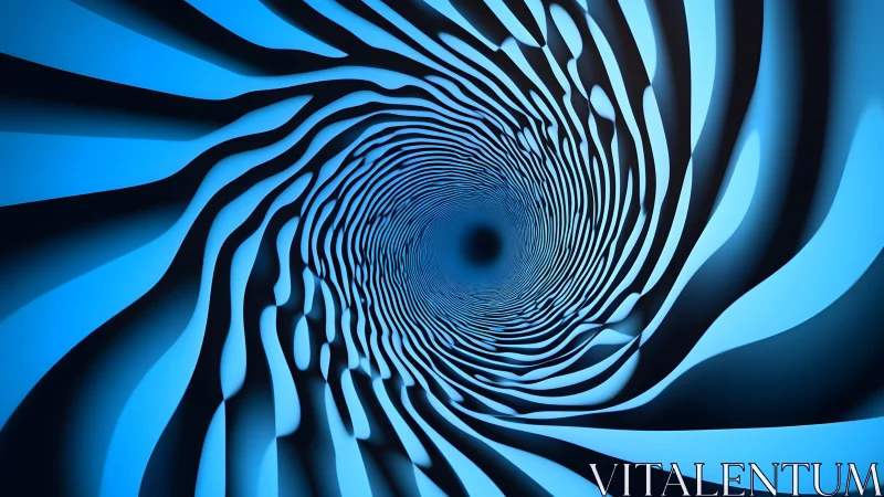 Abstract blue vortex pattern with swirling striped design.