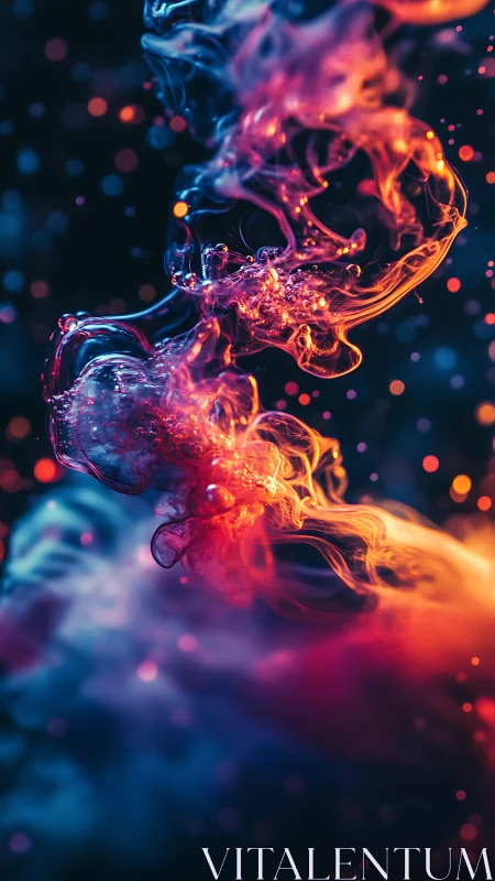 Nebulous fire stream swirling through cosmic bokeh field.