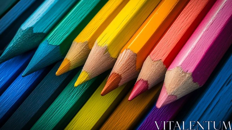 Rainbow pencil parade in close-up, sharpened for mischief.
