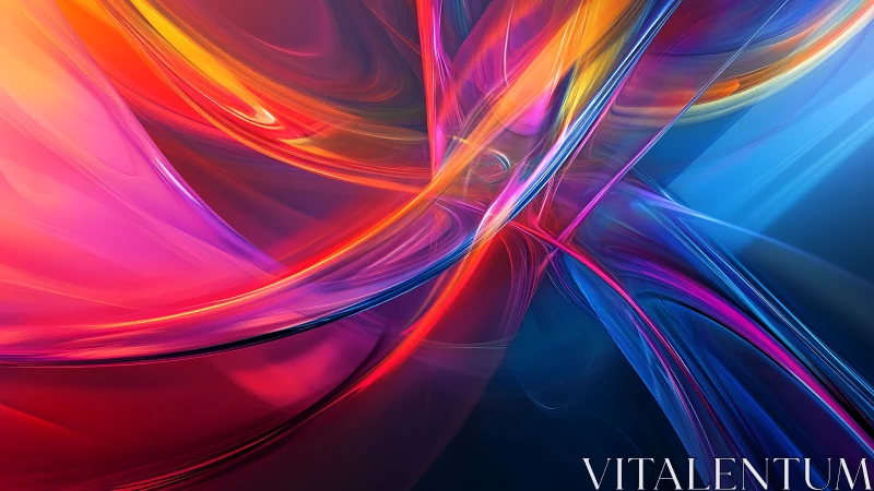 Abstract intersecting light ribbons in saturated color field.