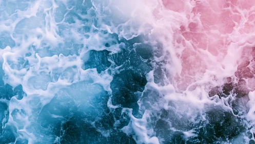 Colored ocean foam with blue and pink split tones.