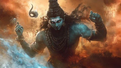 Divine warrior portrait in mythic digital painting composition.