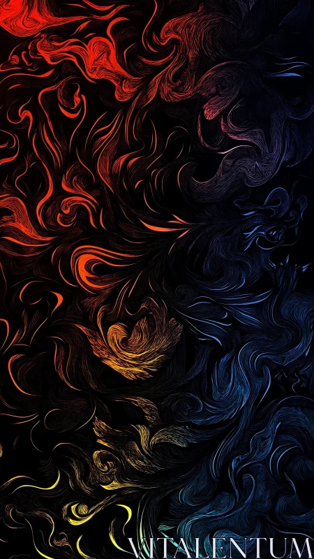 Chromatic Whirlwind Of Ember And Midnight Currents.