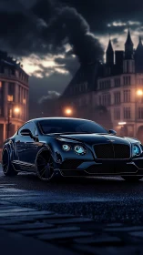 Low-angle hyperreal luxury coupe renders nocturnal urban power
