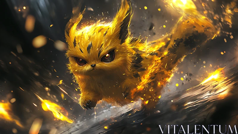Dynamic fiery creature sprint in cinematic digital painting.