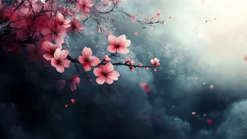 Cherry Blossoms Dissolve into Ethereal Mist.