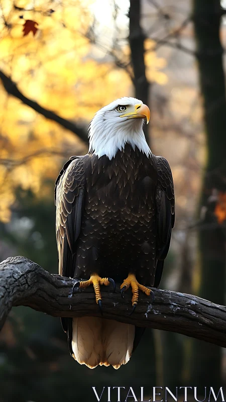 Vertical study of perched raptor with shallow depth-of-field bokeh