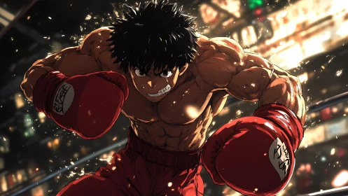 Boxer Unleashes Explosive Power in Stadium Arena