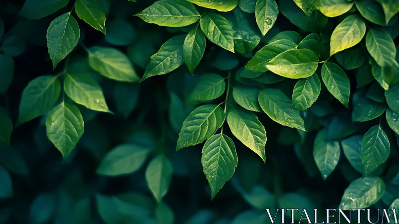 Emerald leaf chorus basking in shy forest evening light.