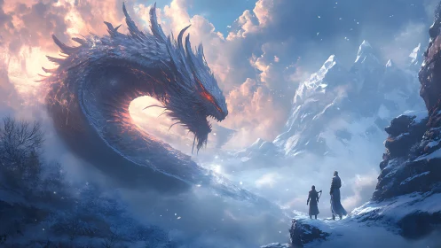 Frostbitten dragon coils as twin wanderers weigh their courage