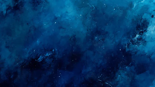 Deep blue abstract nebula texture with scattered light points.