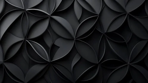 3D black petal lattice with overlapping geometric relief forms.