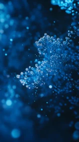 Blue macro dew drops create luminous abstract bokeh web