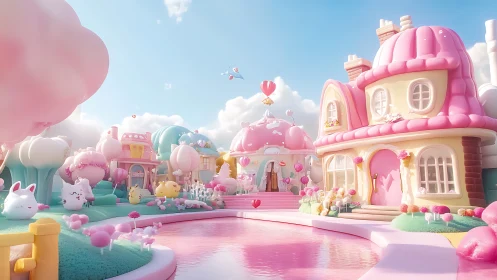 Candy Kingdom Paradise Where Pink Dreams Float Skyward