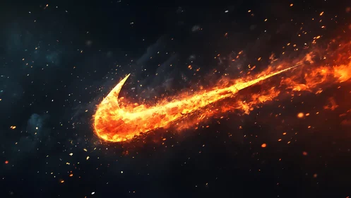 Glowing projectile descends through dark atmospheric space with particle dispersion