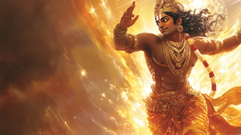 Golden divine warrior surrounded by swirling radiant light.