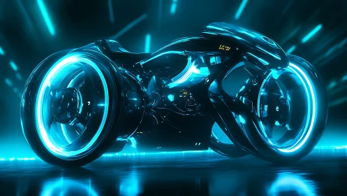 Futuristic neon light bike glows boldly in a sleek tunnel