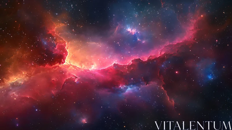 Radiant cosmic nebula glows through deep star-filled void