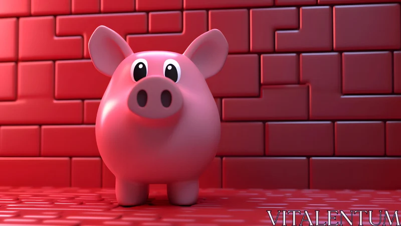 Cute pink piggy bank on red geometric background, 3D illustration. Cute pink piggy bank on red geometric background, 3D illustration.